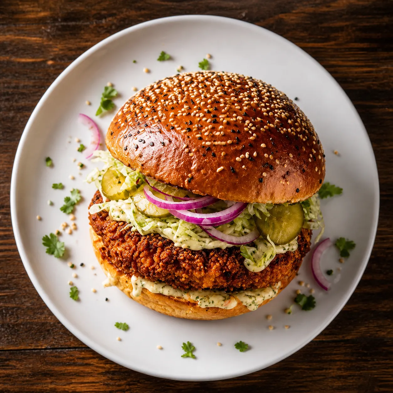 Tikki Burger at Chef Paaji - crispy spiced potato patty burger in Winnipeg